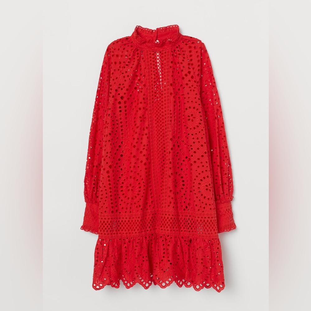 Red eyelet dress H&M